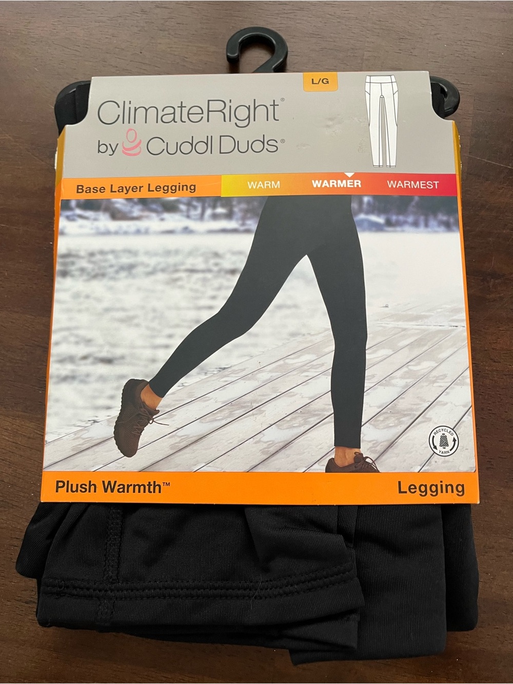Cuddl Duds Black ClimateRight Plush Warmth Base Layer Legging LARGE